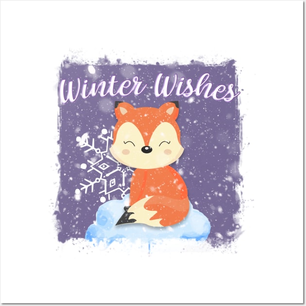 WINTER WISHES FOX Wall Art by GreyMoonStudio